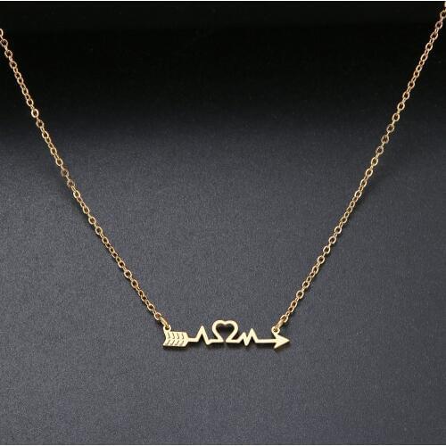 CACANA Multi Arrow Heart Choker Necklace For Women Collares Fishbone Necklaces Chain Party Gifts Stainless Steel Jewelry