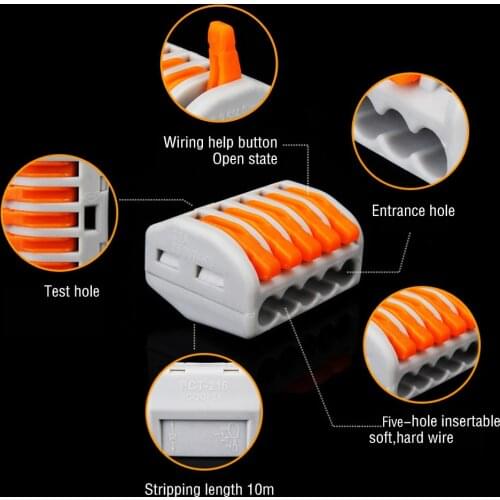 60pcs/30pcs set Terminal Block Spring Lever Nut Terminal Blocks Electric Cable Connector Wire Home Tools of Insulating Solder