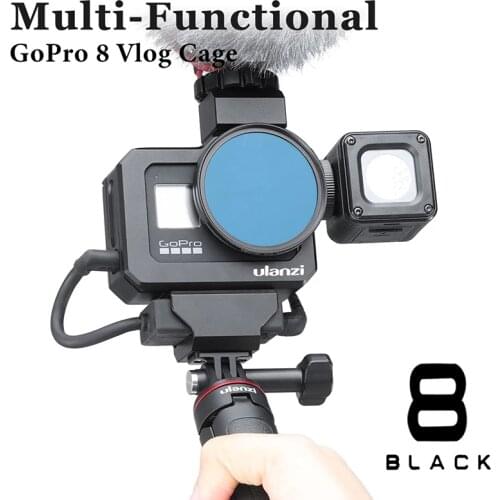 Ulanzi Metal Vlog Case Cage for Gopro Hero Black 8 Extend Cold Shoe Mount for Microphone LED Light