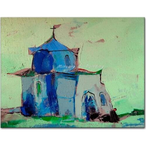 Unframed 100% Handpainted Modern Abstract House Landscape Oil Painting On Canvas Wall Art Hotel Living room Home Decoration