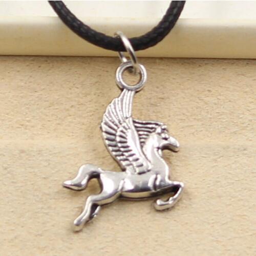 Fashion Pegasus Flying Horse Necklace Pendant Women Jewelry Black Leather Punk Choker Gothic Leather Necklace Friendship Gift