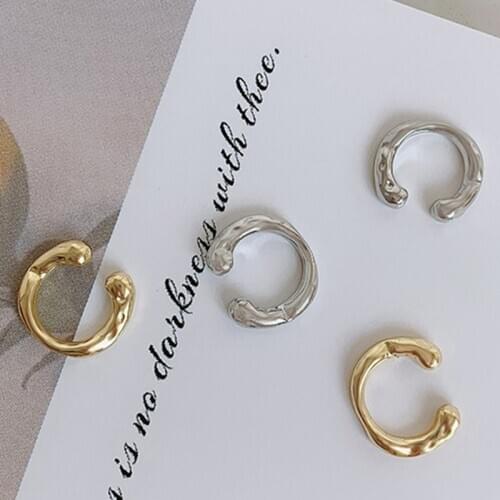 Fashion Gold Silver Color Irregular Open Circle Earcuff No Piercing Fake Earrings Clip on Ear Cuff Earrings for Women Accessorie