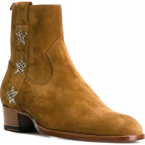 Winter Handmade New Chelsea Boots Men Street Pointed Toe Zip Ankle Boots Luxury Runway Five-Pointed Star Party Boots 2020