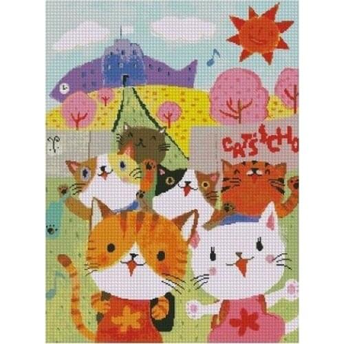 Embroidery Package Hot Sell Best Quality Cross Stitch Kits Cats After School Cartoon Animal Free Shipping