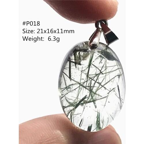 Real Natural Green Rutilated Quartz Pendant Jewelry For Women Man Wealth Crystal Healing Stone Luck Beads Silver Gemstone AAAAA