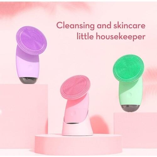 New Electric Facial Cleanser Wireless Waterproof Sonic Pore Cleansing Massager Five-Speed Adjustment Silicone Lead-in Device