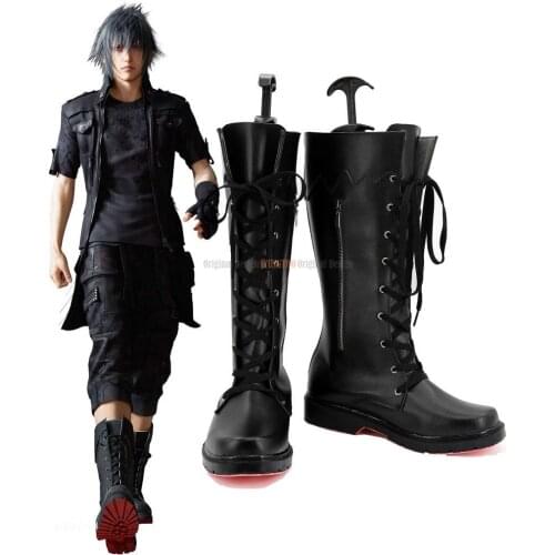 Noctis Lucis Caelum Shoes Cosplay Final Fantasy XV Noctis Lucis Caelum Cosplay Boots Black Shoes Custom Made Any Size