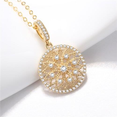 18K Yellow Soild Gold Necklace Pendant for Women Natural Diamond Gold Pierscionki Bijoux Femme Chain Necklace Naszyjnik Jewelry