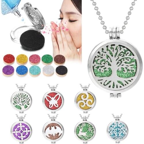 Tree of life Aromatherapy Necklace Stainless Steel Open Essential Oil Diffuser Necklace Perfume Lockets Pendants Aroma Jewelry