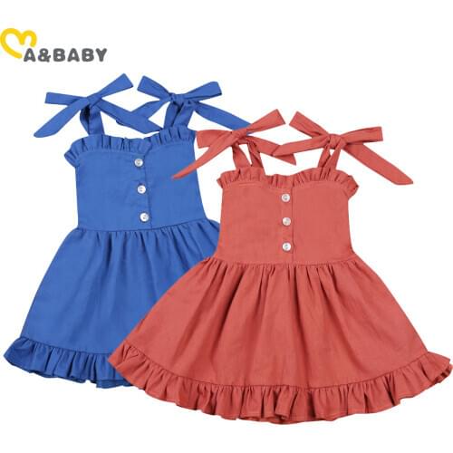 Ma&Baby 3-24M Summer Toddler Newborn Infant Baby Girls Bow Dress Ruffles Solid Color Tutu Dress Holiday Costumes