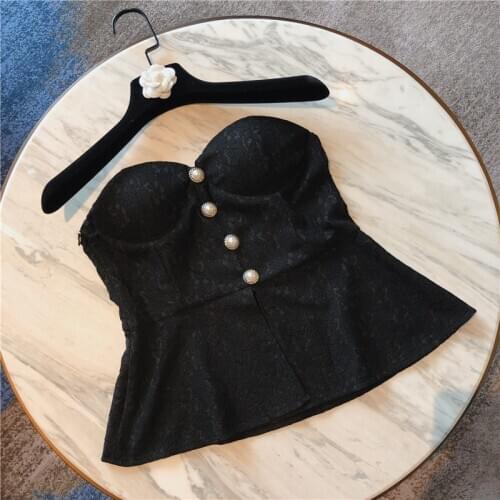 Sexy Top for Women Spring and Summer 2020 New Lace Embroidered Short Strapless Bra Top Women Tops Tank Party Woman Clothes
