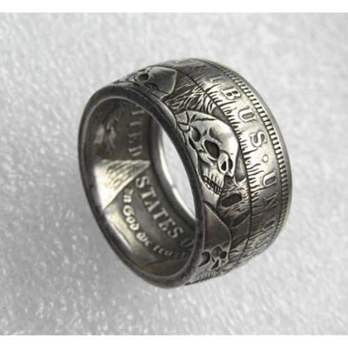 90% silver Hobo 1896 Morgan Silver Dollar Coin Ring Handmade In Sizes 8-16