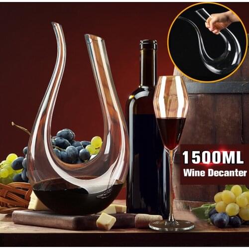 1500ml U-shaped Horn Wine Decanter Handmade Crystal Wine Brandy Champagne Glasses Decanter Bottle Jug Pourer Aerator For Family