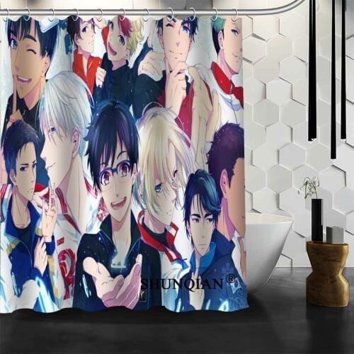 Custom Yuri On Ice Anime Shower Curtain 12 Hooks For The Bathroom High Quality Polyester Fabric Bath Curtain 3D Printing