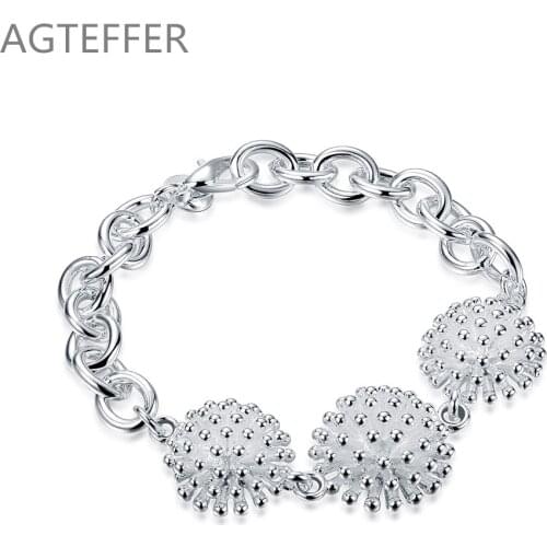 AGTEFFER 925 Sterling Silver Firework Flower Bracelet For Women Wedding Engagement Party Jewelry