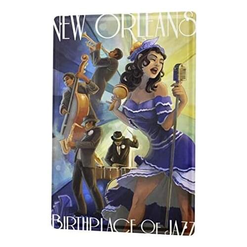 Tin Sign Decor Plaques Star Jazz New Orleans