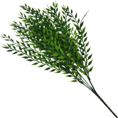 1 Bouquet Artificial Green Plant Plastic Wicker Home Office Wall Hanging Decor Plastic Plants Festive Supplies DIY Decor