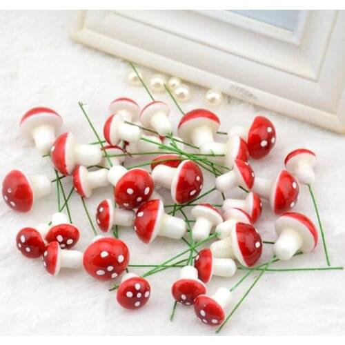 20pcs Red Plastic Mushrooms Miniatures For Fairy Garden DIY Bottle Landscape Decorative Mushroom Figure Decorative