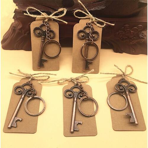 200pcs/lot Chinese Retro Style Zinc Alloy Beer Key Shape Bottle Opener Bottle Corkscrew Keychain keyring Gift Card Hemp Packaged