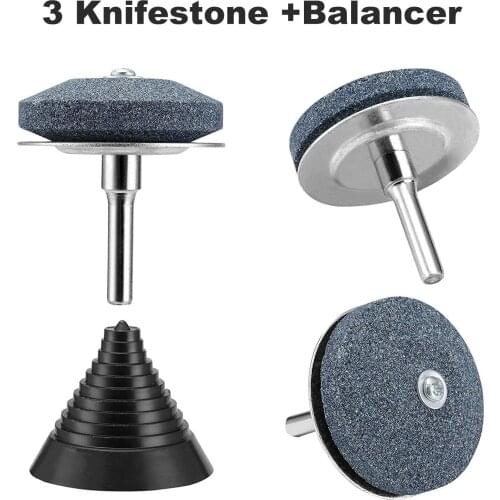 3Pcs Lawn Mower Blade Sharpener With 1pc Balancer Faster Lawn Mower Blade Knife Sharpener Grinding Garden Tools