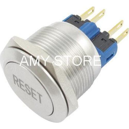 AC 250V 5A RESET Word Pattern Momentary Push Button Switch 22mm Mounting Hole