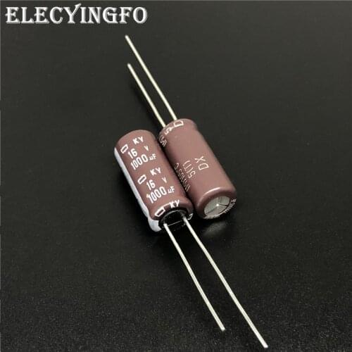 100pcs 1000uF 16V1000UF NIPPON NCC KY Series 8x20mm Low ESR 16V1000uF Aluminum Electrolytic Capacitor