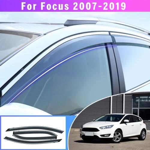 ABS Car Smoke Window For Ford Focus Hatchback/Sedan 2007-2019 Sun Rain exterior visor Deflector Guard Car Sunny visor Accessorie