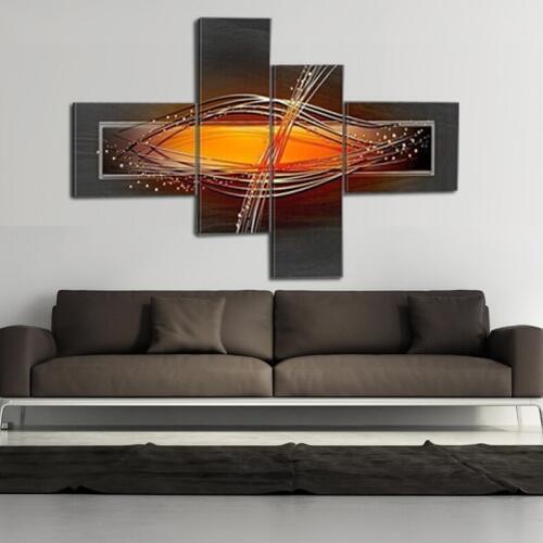 Free shipping 4 Pieces Modern Abstract Art hand painted canvas oil paintings On the Wall pictures for living room Frameless