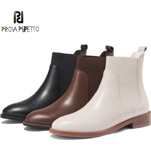 Chelsea Short Boots Womens Leather New Round Head Flat Elastic Mouth British Style Martin Boots Summer Thin Single Boots