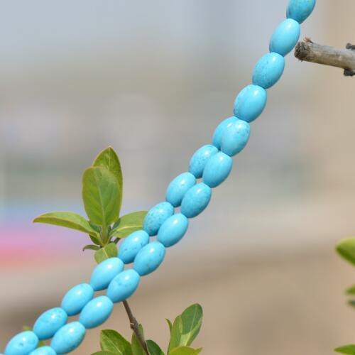 Joanlyn Natural Blue Turquoise Beads 8x10mm/8x12mm Olive Shape 15 Inch Strand TQ52
