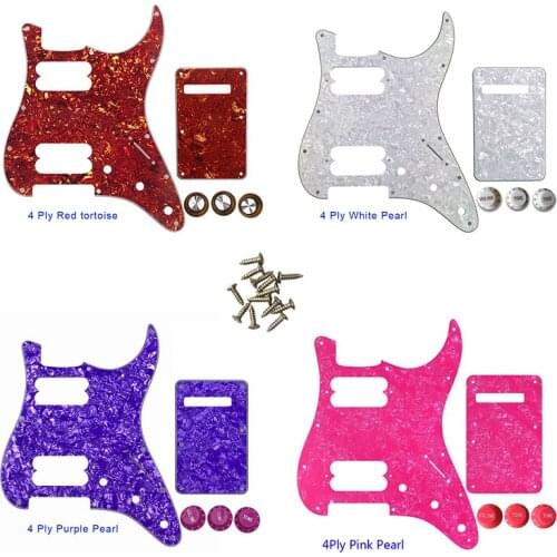 Pleroo Parts - For FD US 72' 11 Screw Hole Standard Strat Player Humbucker HH Guitar Pickguard & Back Plate & Control Knob