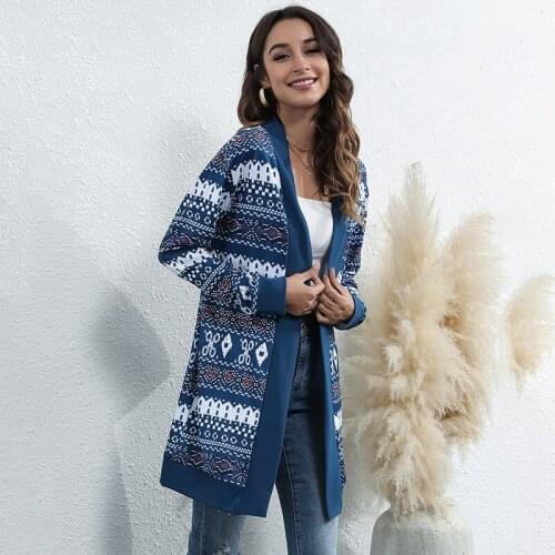 Long Cardigan Women Clothing 2021 Korean Fashion Long Sleeve Striped Sweater Spring White Leopard Knitted Jacket Christmas Femme