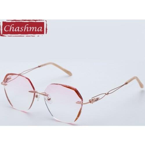 Women Round Eyeglass Pure Titanium Prescription Lenses Rimless Optical Light Weight Frames Anti Blue Ray Glasses Frame