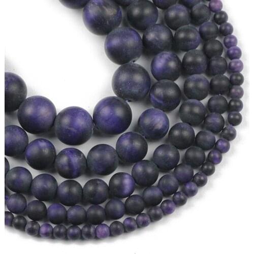 Natural Stone Matte Purple Tiger Eye beads 4/6/8/10/12MM Round spacers Loose beads for Jewelry making DIY bracelets Wholesale