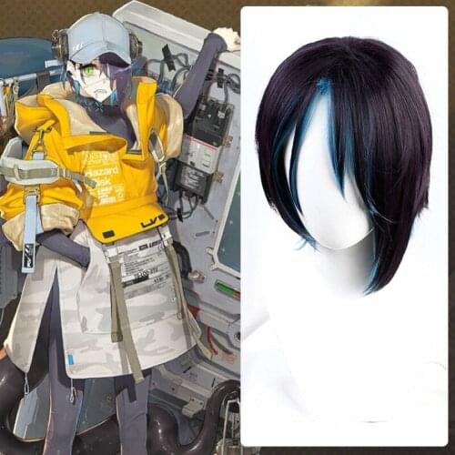 Game Arknights Asbestos Cosplay Wig Dark Purple Blue Short Heat Resistant Synthetic Hair Halloween Party Wig+ Free Wig Cap
