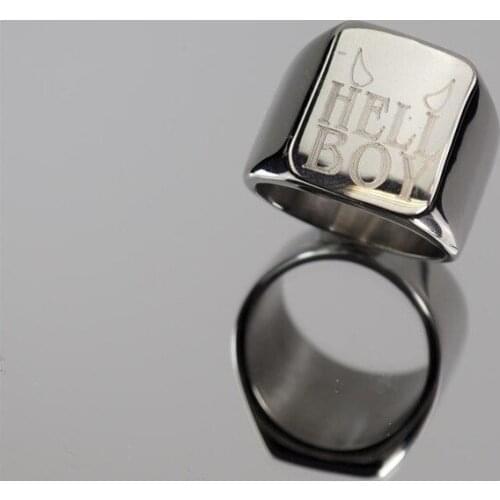 Helloboy titanium steel ring independent station retro ring punk rock neutral ring