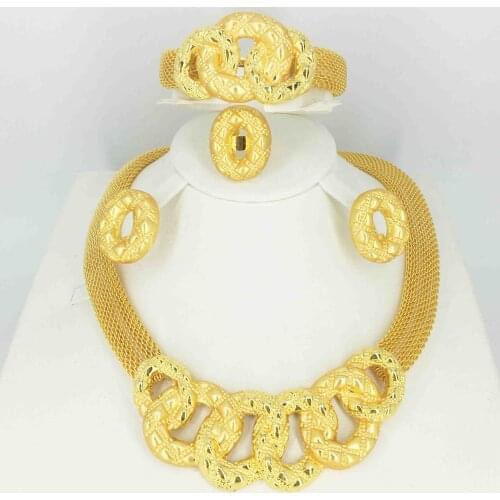 HOT Fashion jewelry set Nigeria Dubai gold-color African bead jewelry wedding jewelry set african beads jewelry sets