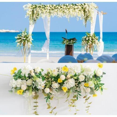 Hotsale Wedding Pavillion Flowers strips square canopy flower decoration Wedding Decoration 4M x 45cm flower runner aisle decor
