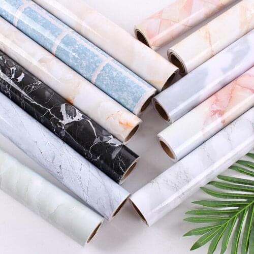 Marbling Kitchen Stove Countertop High Temperature Resistant Wallpaper Renovation Self-Adhesive Cabinet Stickers Oil-Proof Film