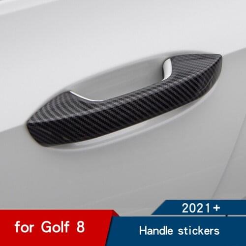 Carbon fiber door handle sticker door bowl chrome for golf 8 car sticker accessoor handle door bowl car sticker 2021