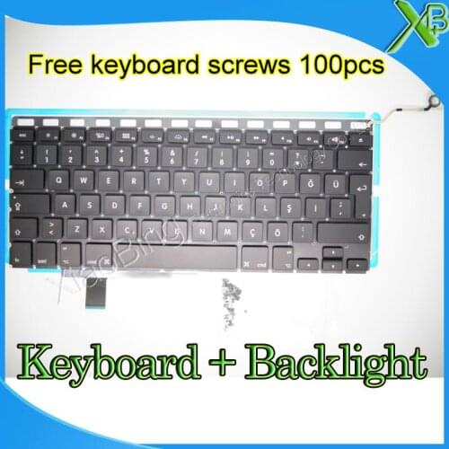 Brand New For MacBook Pro 17.1" A1297 TR Turkish Turkey keyboard+Backlight Backlit+100pcs keyboard screws 2008-2011 Years