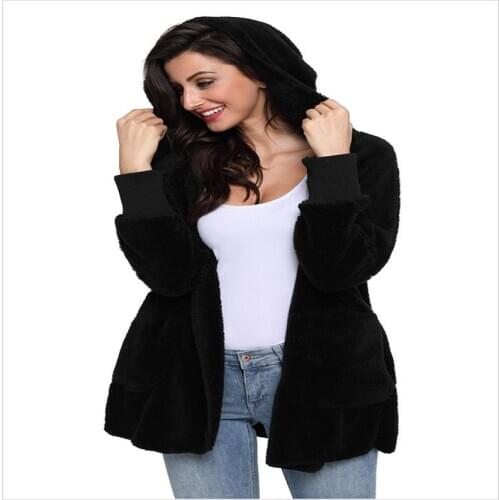 Popodion Maternity Clothes Maternity Winter Jacke Winter Cardigan Plush Jacket Women Thick Wool Hooded Faux Fur Coat CHD10163