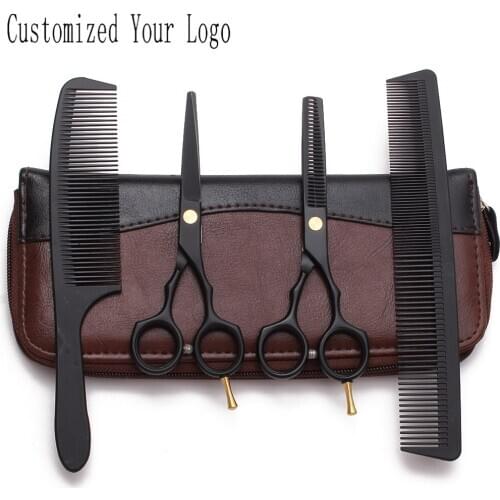 Suit 5.5" 16cm C1104 Customized Logo Hairdressing Scissors Cutting Scissors Thinning Shears Professional Hair Scissors Add Combs