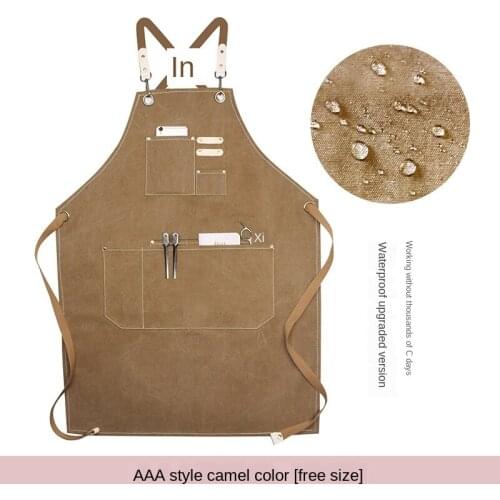 Barber Waterproof Apron Chef Kitchen Aprons Women Coffee Restaurant Thicken Cloth Pocket Flower Shop Smock
