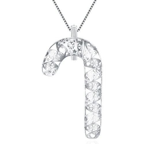 CLUCI 3pcs Silver 925 Candy Cane Charms Pendant 925 Sterling Silver Pendant for Women Christmas Gift Wish Pearl Locket SC158SB