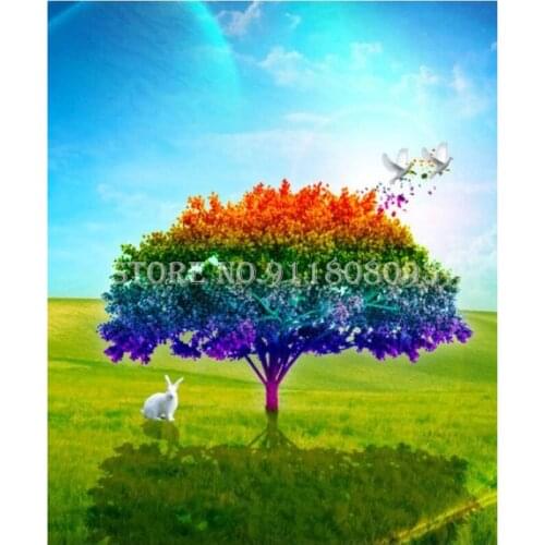 Full Drill Diamond Painting Tree Rabbit DIY Diamond Embroidery Cross Stitch Kits Rhinestones Mosaic Craft Handwork Home Decor