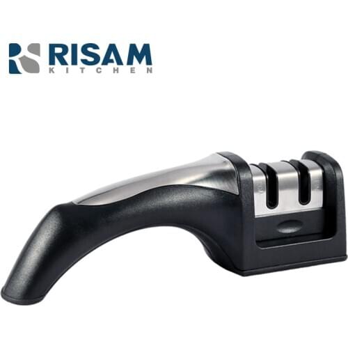 RISAMSHA 2 stage Kitchen Knife Sharpener Carbide Sharpener Ceramic Knife Sharpener
