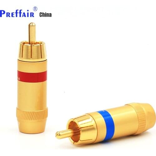 VR009G Male RCA Plug Wire Solder Audio Video Gold Plated Connector 8MM diameter rca adapter for hifi cable diy