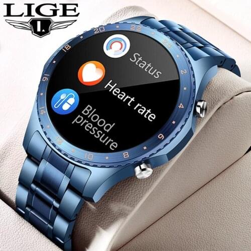 LIGE 2021 New Smart Watch Men Touch Screen Heart Rate Monitor Blood Pressure Fitness Tracker Sport Watch Waterproof Smartwatch