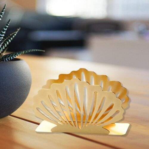 Thorqtech Gold Plated oyster design Luxury Metal Napkin Holder Gold Color Paper Napkin Holder elegant quality Material Napkin